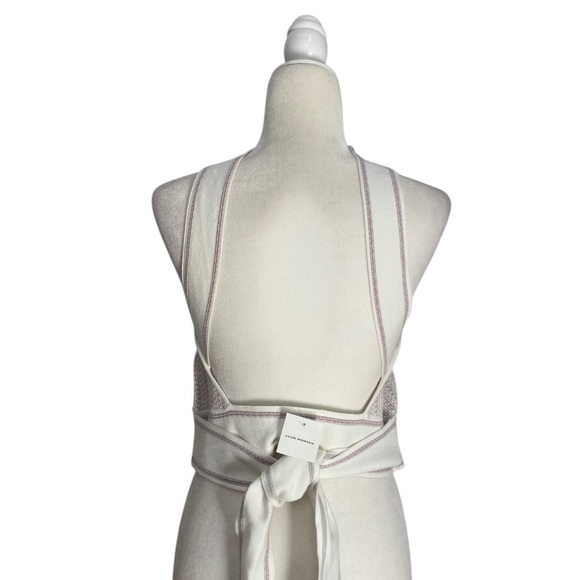 Club Monaco Raeni Stretchy NWT Halter Top Knit Wide Straps Chandails White Pink - Picture 9 of 15